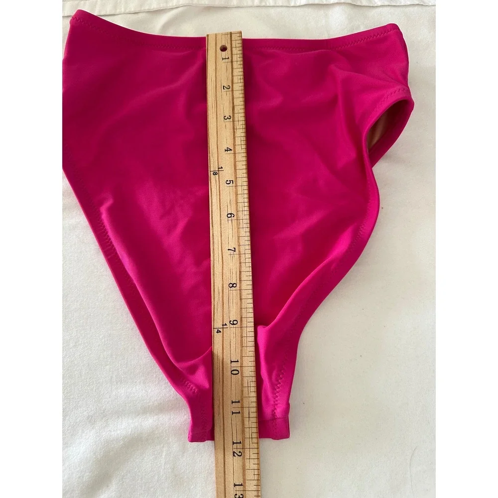 J.Crew High-Waisted High Cut Bikini Bottoms Hot Pink Size XX-Small